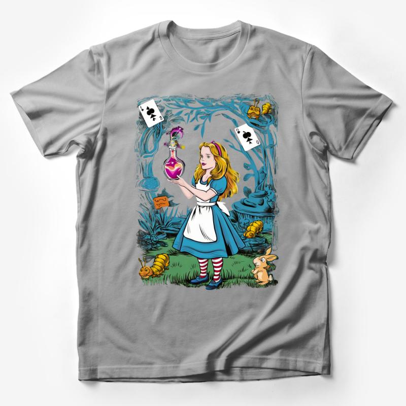 Alice in Wonderland T-Shirt, Classic Fairytale Tee, Vintage Illustration, Storybook Art, Unique Graphic Shirt, Unisex Adult Clothing Male T-Shirt