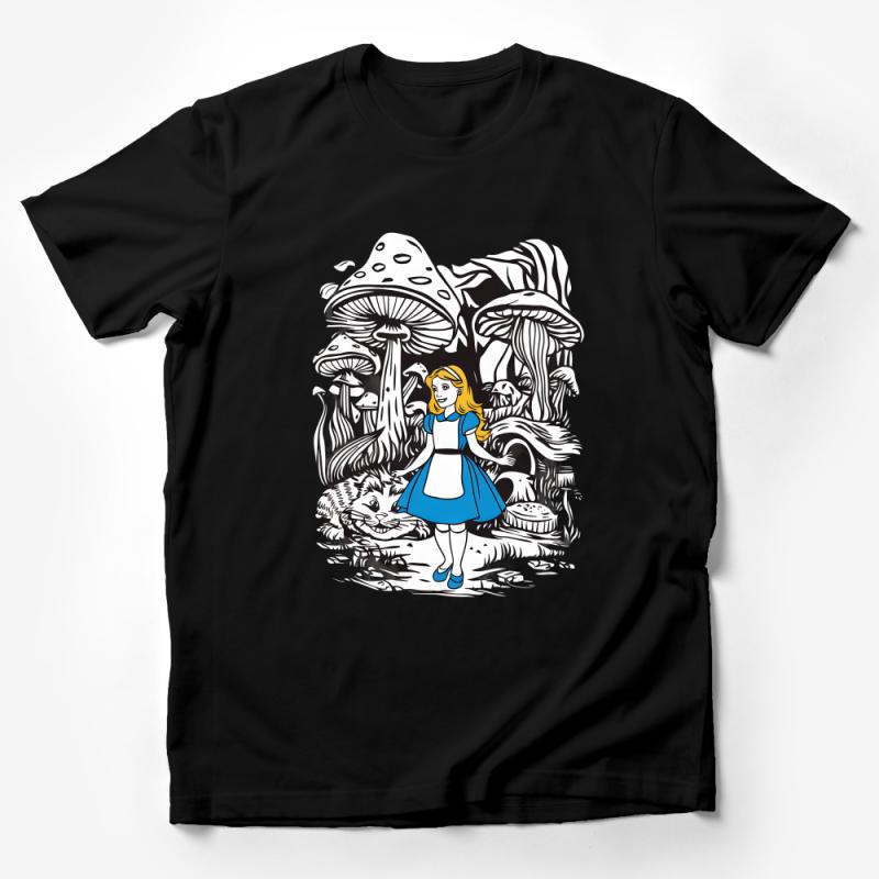 Whimsical Alice in Wonderland T-Shirt, Classic Fairy Tale Illustration Tee, Unique Graphic Shirt for Adults Male T-Shirt