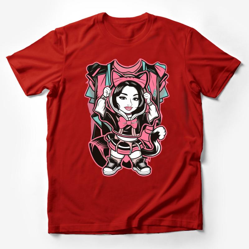 Cute Cat Ears Hoodie Girl T-Shirt, Unique Anime Style Graphic Tee, Fun Casual Streetwear, Vibrant Manga Illustration Top Male T-Shirt Cute Cat Ears Hoodie Girl T-Shirt, Unique Anime Style Graphic Tee, Fun Casual Streetwear, Vibrant Manga Illustration Top Male T-Shirt