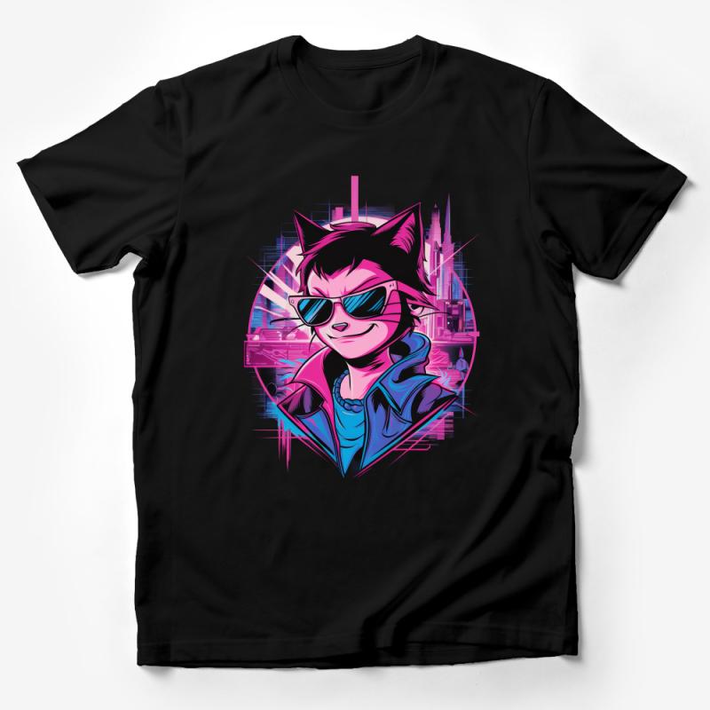 Vibrant Cool Cat with Sunglasses T-Shirt, Urban Style Graphic Tee, Hip Cat Lover Gift Apparel Male T-Shirt Vibrant Cool Cat with Sunglasses T-Shirt, Urban Style Graphic Tee, Hip Cat Lover Gift Apparel Male T-Shirt