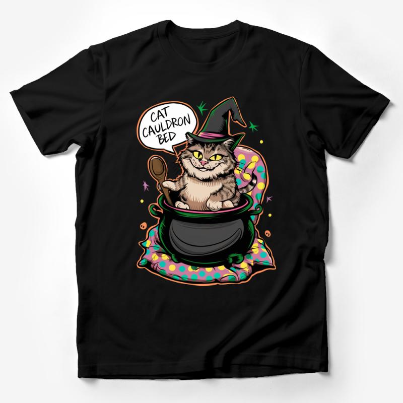 Witchy Cat in Cauldron Graphic Tee, Halloween Kitty T-Shirt, Unisex Magical Cat Lover Shirt, Cute Sorcerer Feline Apparel Male T-Shirt Witchy Cat in Cauldron Graphic Tee, Halloween Kitty T-Shirt, Unisex Magical Cat Lover Shirt, Cute Sorcerer Feline Apparel Male T-Shirt