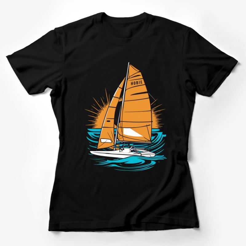Sailing T-Shirt, Hobie Catamaran Graphic, Unisex Sailing Apparel, Nautical Ocean Tee, Water Sports Enthusiast, Summer Beachwear Female T-Shirt