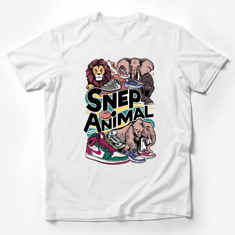 Urban Jungle Sneaker T-Shirt, Cool Lion Elephant Gorilla Graphic Tee, Streetwear Style Animal Lovers Top, Unisex Fashion Male T-Shirt Urban Jungle Sneaker T-Shirt, Cool Lion Elephant Gorilla Graphic Tee, Streetwear Style Animal Lovers Top, Unisex Fashion Male T-Shirt