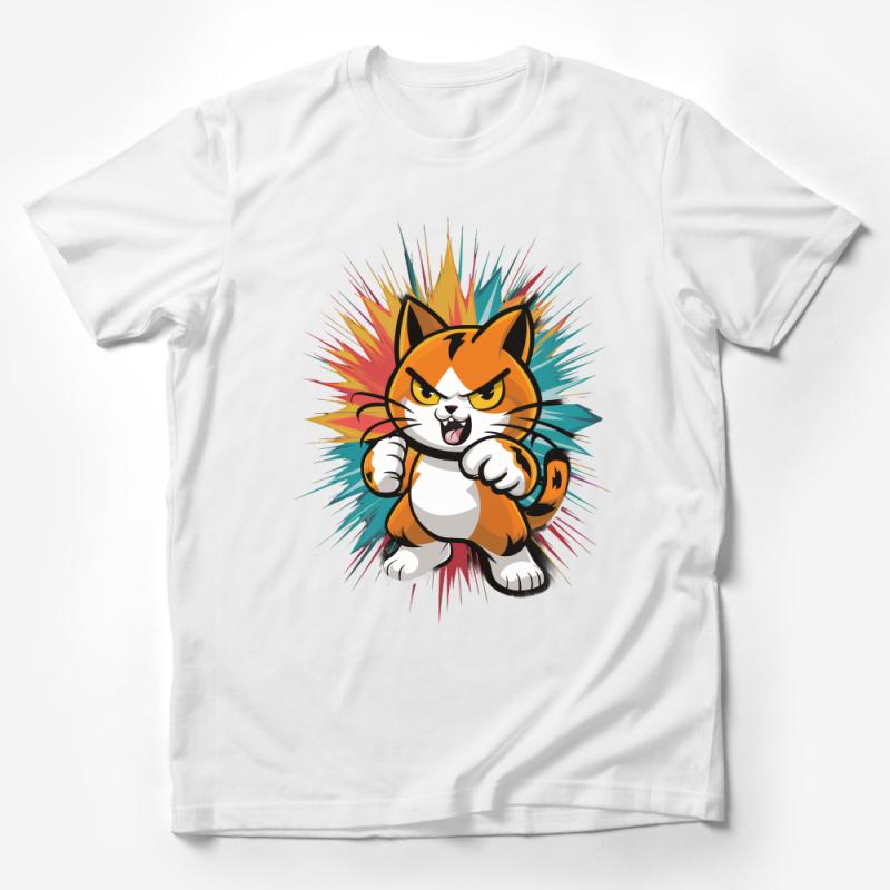 Aggressive Cartoon Cat T-Shirt, Cool Feline Graphic Tee, Unisex Cat Lover Shirt, Trendy Feline Explosion Top Male T-Shirt Aggressive Cartoon Cat T-Shirt, Cool Feline Graphic Tee, Unisex Cat Lover Shirt, Trendy Feline Explosion Top Male T-Shirt