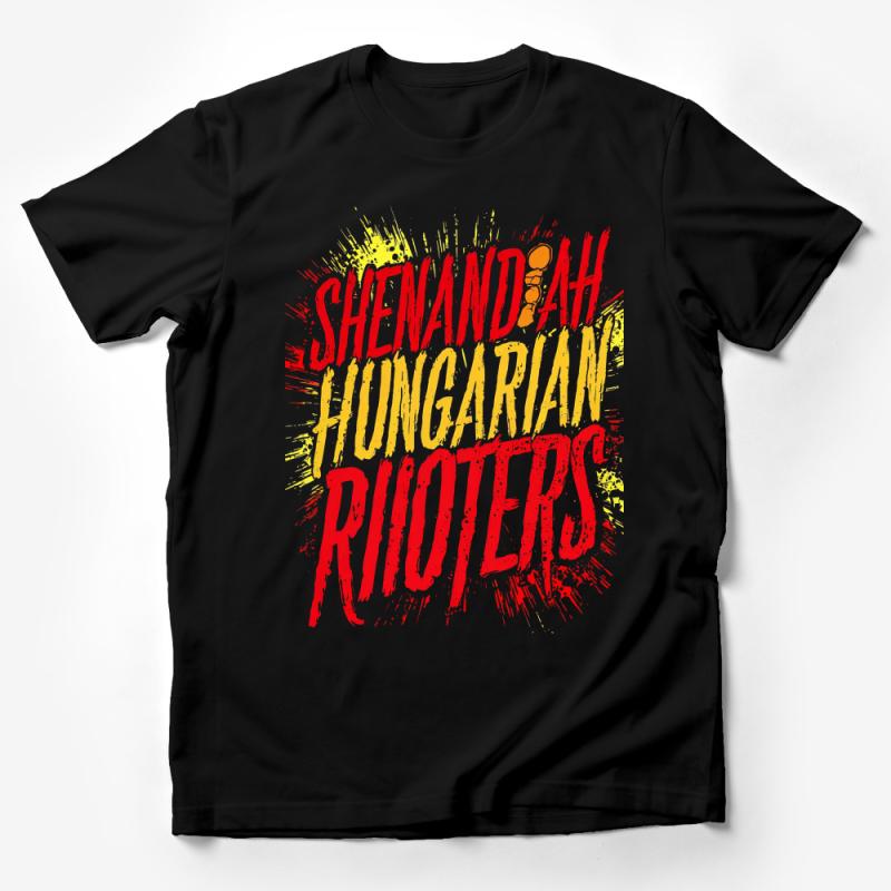Shenandoah Hungarian Rioters T-Shirt, Vintage Red Splash Graphic Tee, Unisex Retro Print Shirt, Unique Streetwear Top, Bold Typography Design Male T-Shirt