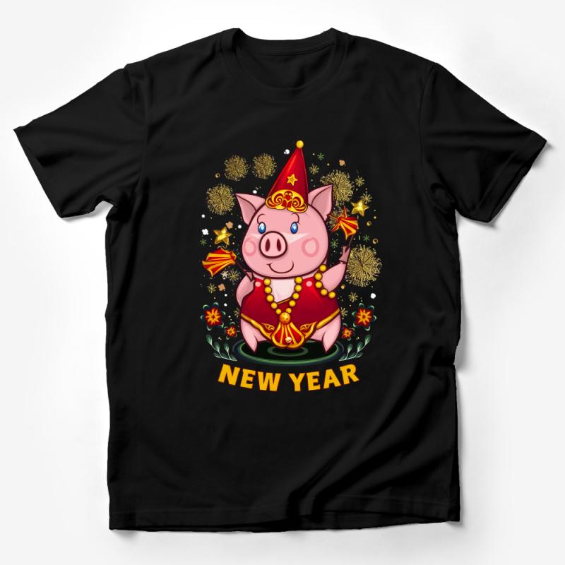 Cute Pig New Year Celebration T-Shirt, Festive Animal Graphic Tee, Unisex Party Outfit, Holiday Casual Fashion Top Male T-Shirt Cute Pig New Year Celebration T-Shirt, Festive Animal Graphic Tee, Unisex Party Outfit, Holiday Casual Fashion Top Male T-Shirt